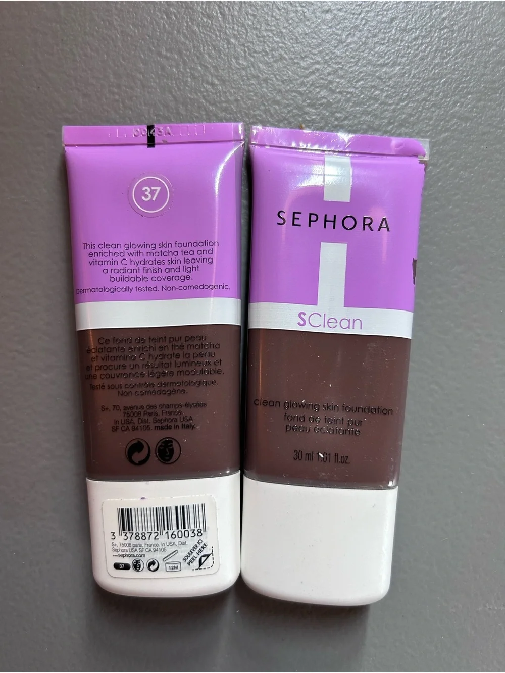 Sephora SClean Glowing Skin Foundation - Purple & Brown Tubes